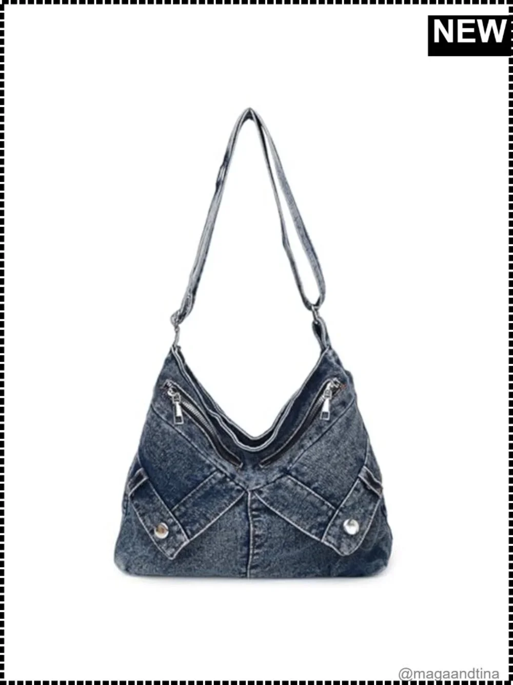 Denim Crossbody Bag Large Capacity Jean Purse Hobo Shoulder Bag